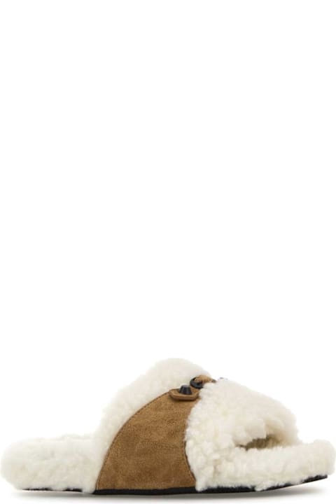 Balenciaga Two-tone Suede And Eco Fur Slide Furry Slippers
