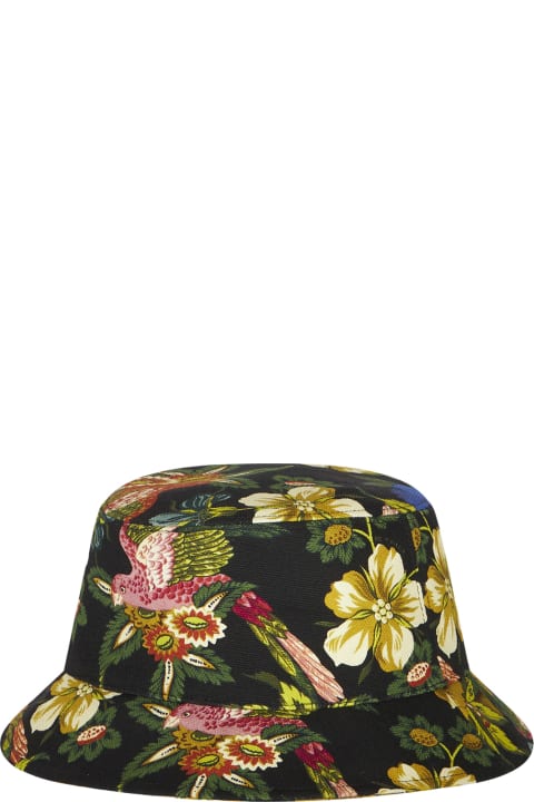 メンズ Etroの帽子 Etro Black Bucket Hat With Print