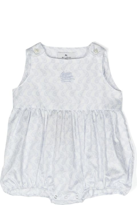 Fashion for Baby Girls Etro White Romper With Light Blue Paisley Print