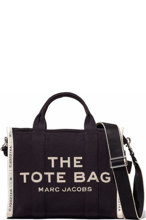 Fashion for Women Marc Jacobs 'small Tote' Black Tote With Contrasting Logo Embroidery In Cotton And Polyester Woman Marc Jacobs