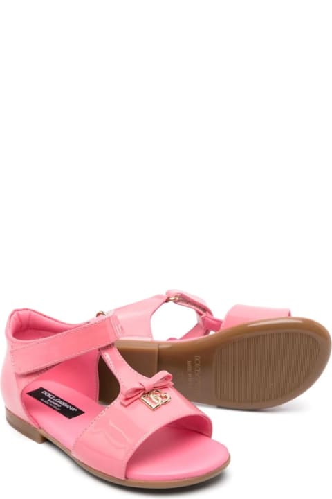 Dolce & Gabbana Shoes for Baby Girls Dolce & Gabbana Blush Pink Patent Leather Sandals With Dg Logo