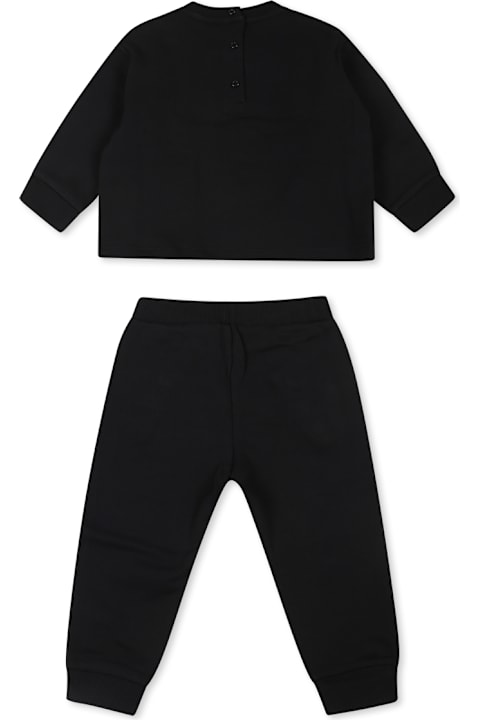 Bottoms for Baby Girls Balmain Black Suit For Baby Girl With Logo