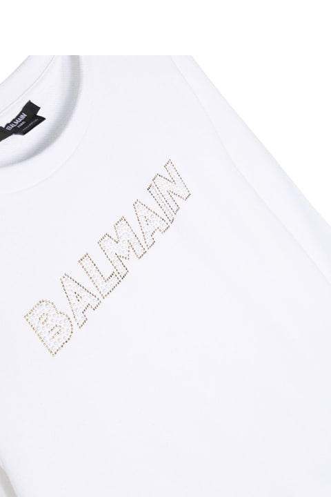 Balmain لـ Kids Balmain Logo Crewneck Sweatshirt