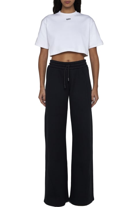 Off-White Topwear for Women Off-White White Crop T-shirt With Logo