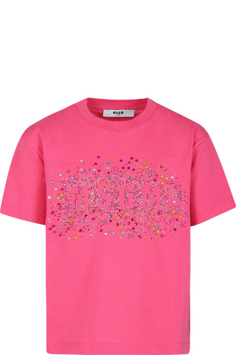 MSGM T-Shirts & Polo Shirts for Women MSGM Pink T-shirt For Girl With Logo