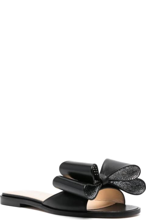 Sandals for Women Mach & Mach Flat Sandals With Bow In Black Nappa