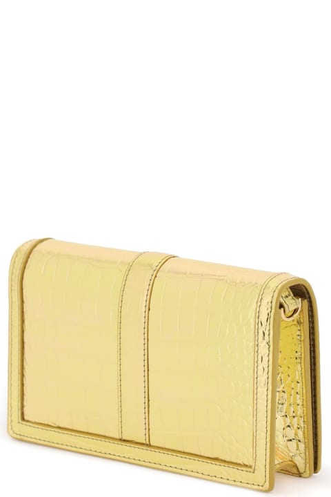 Versace Wallets for Women Versace Croco-embossed Leather Greca Goddes Crossbody Bag