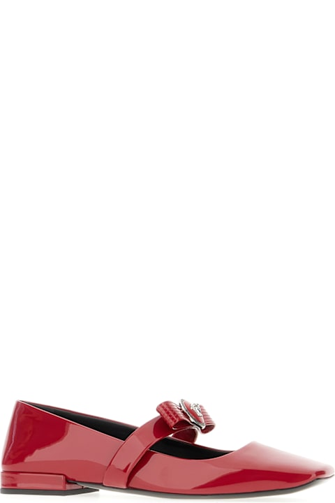 Versace Flat Shoes for Women Versace Red Leather Gianni Ribbon Ballerinas