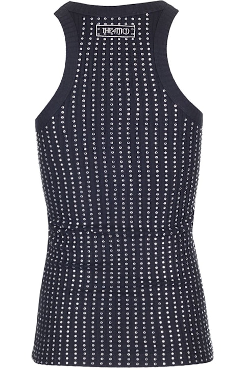 The Attico Topwear for Women The Attico Black Tank Top With Strass
