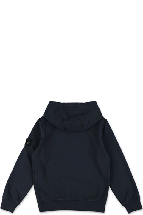 Homeware Stone Island Junior Blue Hoodie With Fixed Hood And Logo Patch On The Sleeve In Cotton Boy