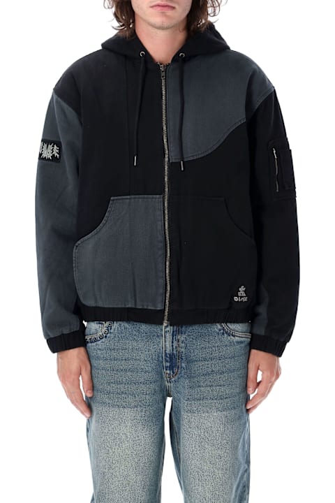 Dime for Men Dime Panel Denim Hooded Bomber