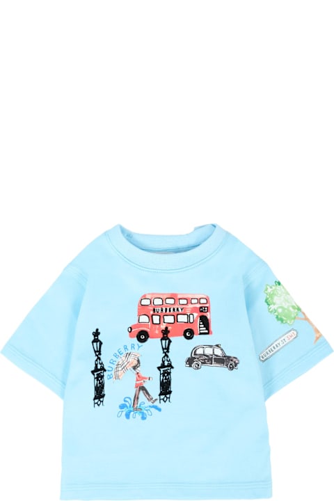 Homeware Burberry Light Blue T-shirt For Babykids Red Bus