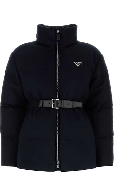 ダウンジャケット・コート Prada Midnight Blue Wool Down Jacket Prada Midnight Blue Wool Down Jacket | italist