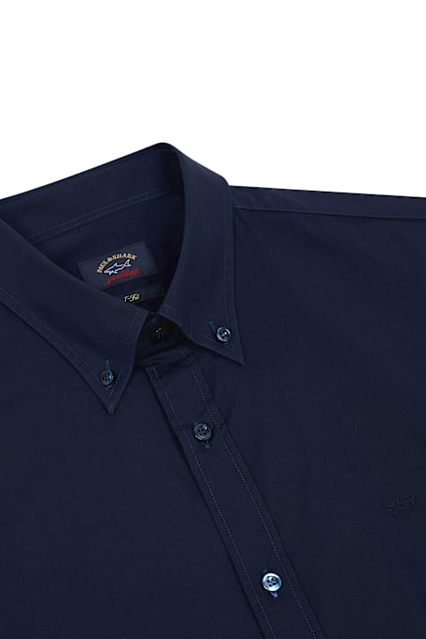 Paul&Shark قمصان لـ القسم الرجالي Paul&Shark Blue Poplin Shirt With Logo