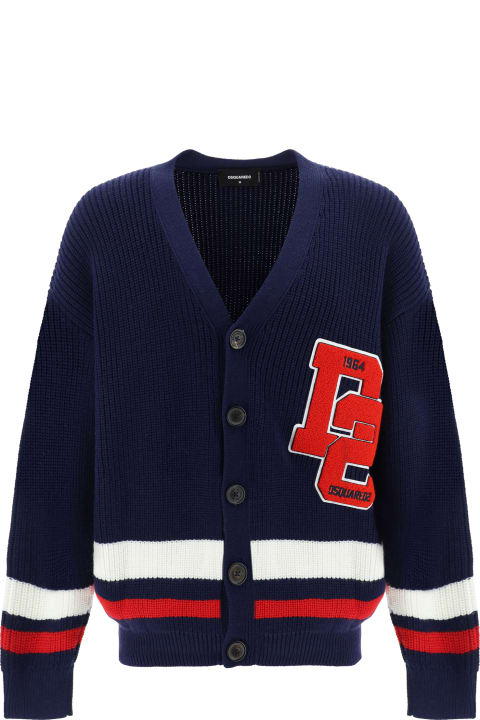 Dsquared2 Sweaters for Men Dsquared2 Varsity Cardigan With D2 Patch