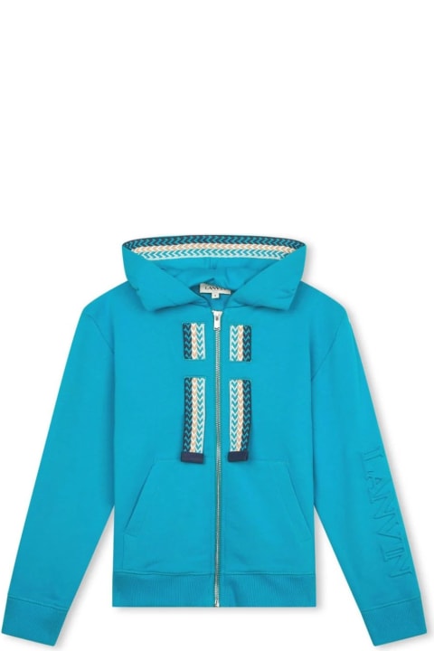 Topwear for Boys Lanvin Turquoise Hoodie With Logo And "curb" Motif