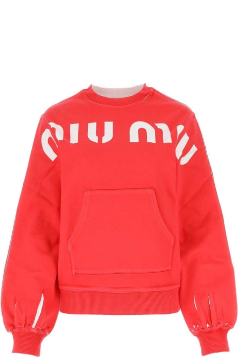 Miu Miu Fleeces & Tracksuits for Women Miu Miu Logo Printed Crewneck Sweatshirt