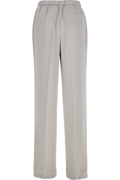 Homeware Theory Metallic Pants With Rear Elastic Waist And Wide Leg In Silk Woman