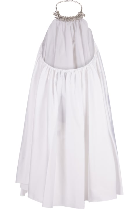 Fashion for Women Philipp Plein White Mini Dress With Jewelled Neckline