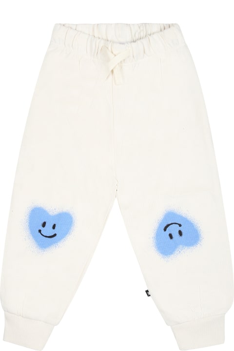 Molo Bottoms for Baby Boys Molo White Sports Trousers For Babykids