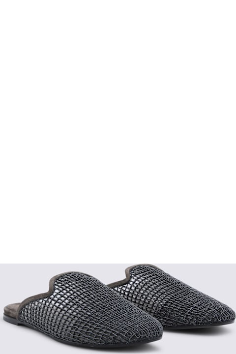 Brunello Cucinelli Grey Leather Flats