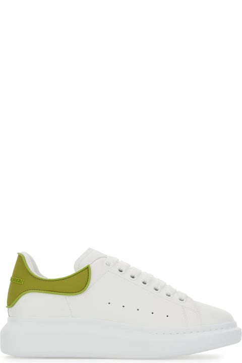 Fashion for Men Alexander McQueen White Leather Sneakers With Green Rubber Heel