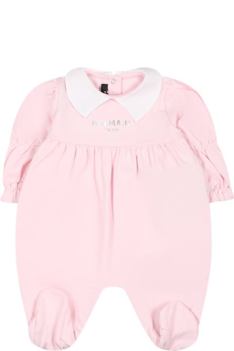 Homeware Balmain Pink Set For Baby Girl With Logo