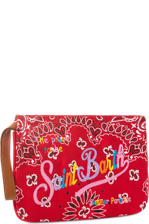 Luggage for Women MC2 Saint Barth Parisienne Canvas Pouch Bag With Bandanna Print
