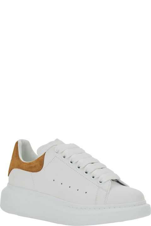 Alexander McQueen Whire Low Top Sneakers With Logo Lettering On The Heel In Leather Woman