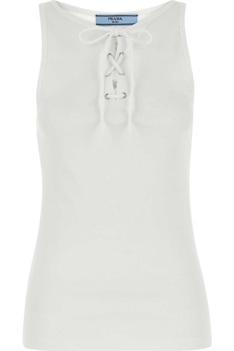 Prada White Cotton Tank Top