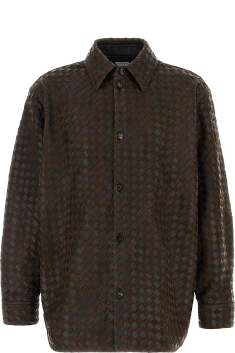 Tシャツ・カットソー BOTTEGA VENETA Two-tone leather and suede Intrecciato shirt Bottega Veneta Two-tone Leather And Suede Intrecciato Shirt