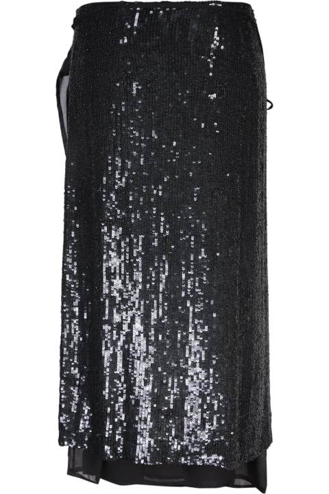 Fashion for Women Parosh Parosh Black Sequined Midi Skirt