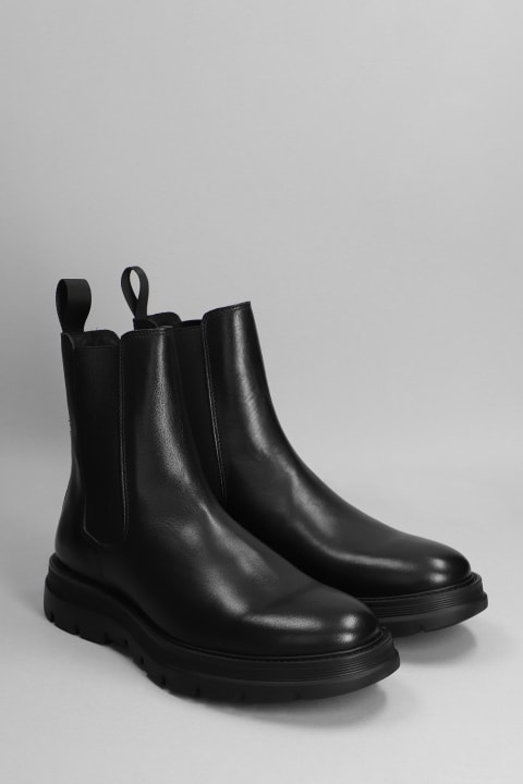 Edition 14 Low Heels Ankle Boots In Black Leather