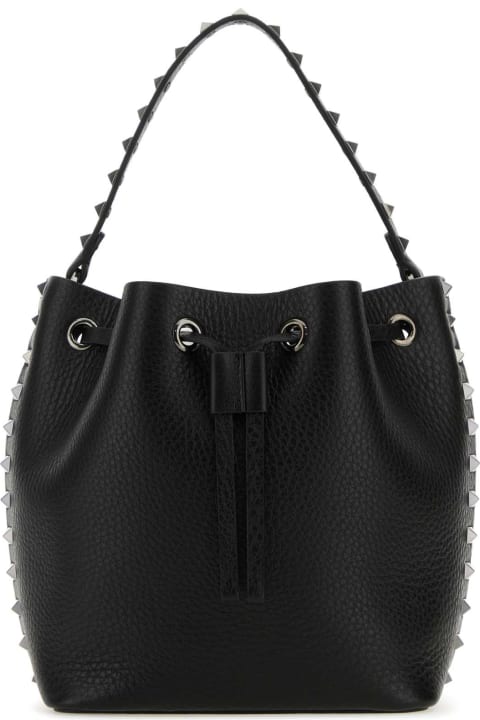 Bags for Women Valentino Garavani Black Leather Rockstud Bucket Bag