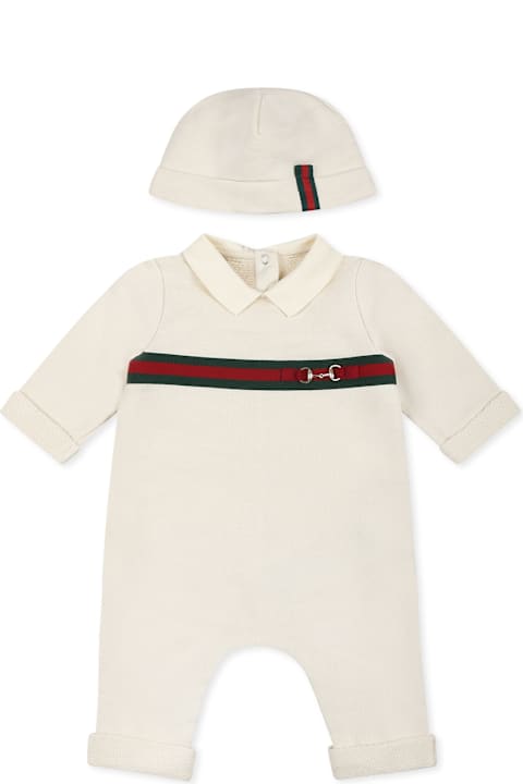 Gucci Bodysuits & Sets for Baby Boys Gucci Ivory Babygrow Set For Babykids With Gg