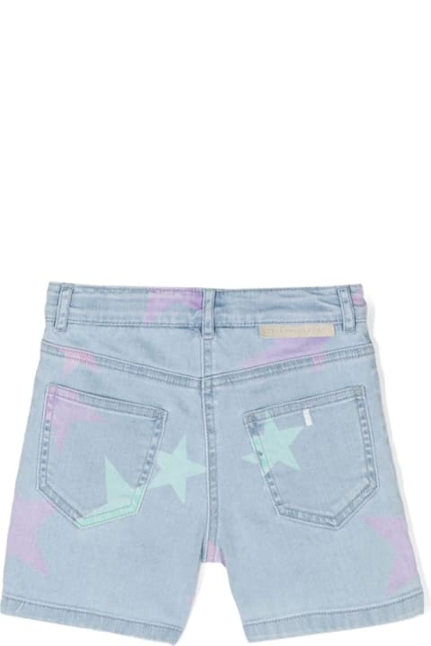 Bottoms for Girls Stella McCartney Kids Blue Denim Shorts With Star Print