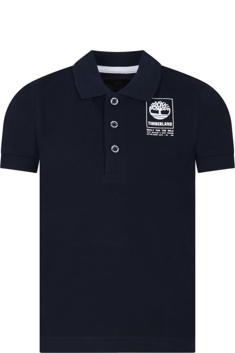 ボーイズ TimberlandのTシャツ＆ポロシャツ Timberland Blue Polo Shirt For Boy With Logo
