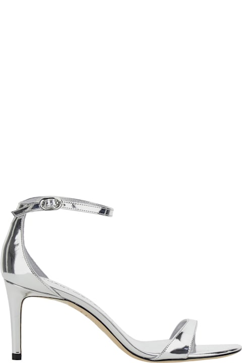 Homeware Stuart Weitzman 
nudistarc
 Metallic Sandals With High Block Heel In Patent Leather Woman