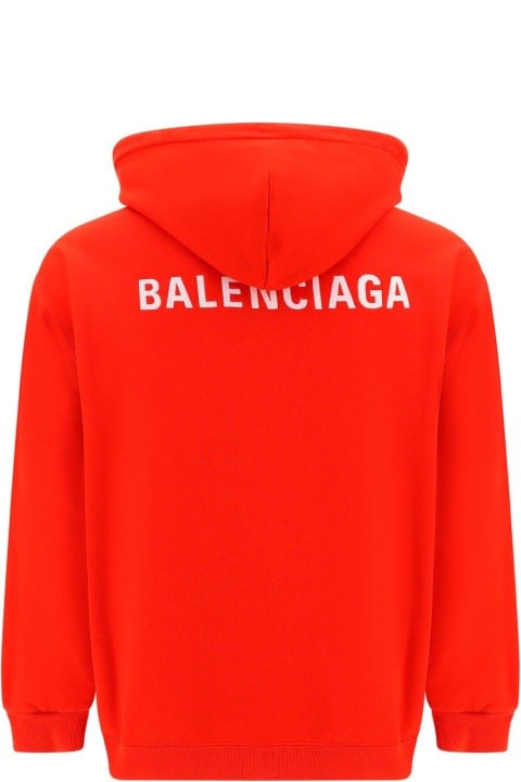 Balenciaga Clothing for Men Balenciaga Logo Printed Drawstring Hoodie