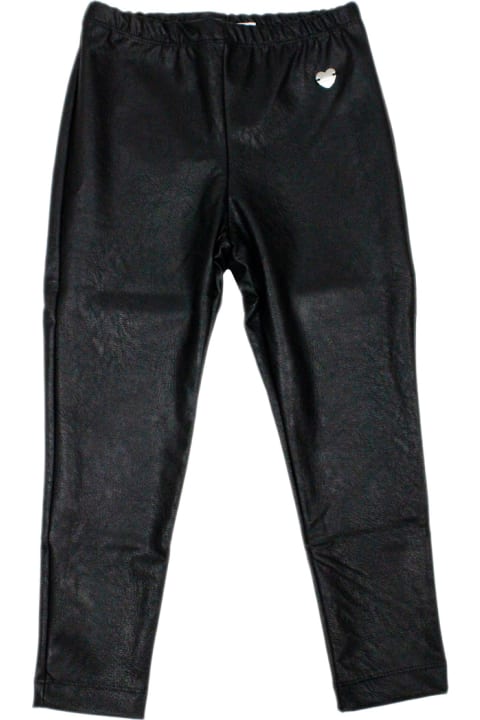 Bottoms for Girls Monnalisa Leggings Trousers In Super Stretch Eco-leather With Applied Metal Heart