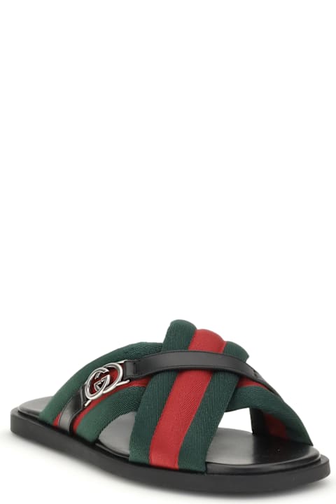 أدوات منزلية Gucci Web Sandals With Interlocking Gg