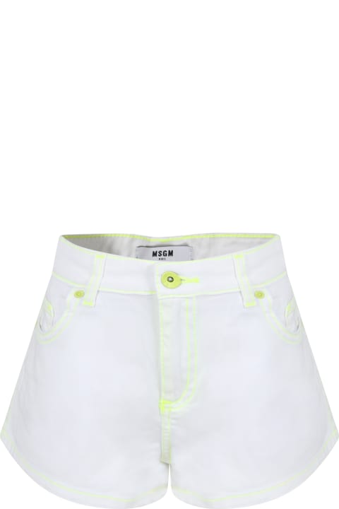 Bottoms for Girls MSGM White Shorts For Girl With Logo