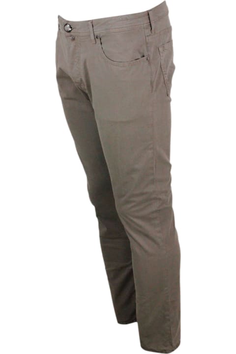 Jacob Cohen Clothing for Men Jacob Cohen Bard J688 Luxury Edition Trousers In Soft Stretch Cotton With 5 Pockets With Closure Buttons And Lacquered Button And Pony Skin Tag With Logo