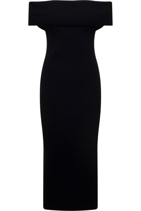 Totême Strapless Cotton-blend Midi Dress in Black