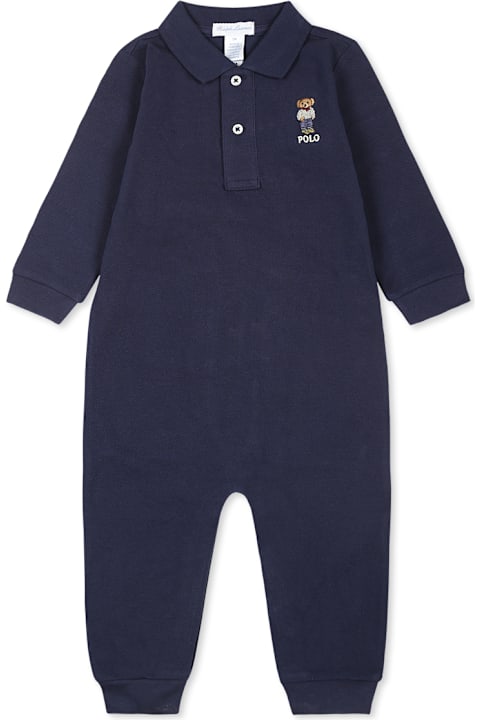 Ralph Lauren Bodysuits & Sets for Baby Girls Ralph Lauren Blue Babygrow For Baby Boy With Polo Bear