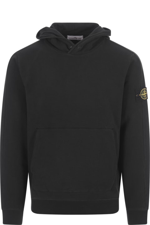 メンズ フリース＆ラウンジウェア Stone Island Black Sweatshirt With Lined Hoodie