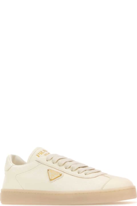 Shoes Sale for Women Prada Ivory Leather Downtown Sneakers
