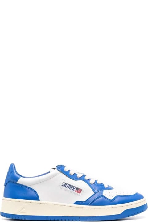 Shoes for Men Autry Blue And White 'medalist' Low Top Sneakers In Cow Leather