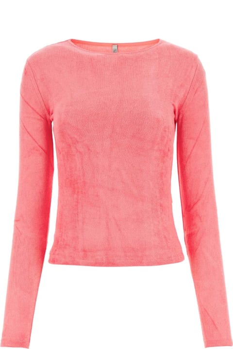 Baserange Topwear for Women Baserange Pink Terry Fabric T-shirt