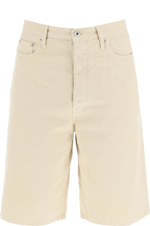 Pants for Men Off-White Beige Utility Shorts